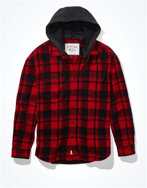 american eagle flannel hoodie men's.